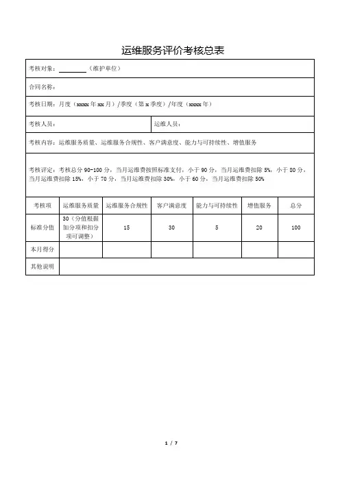 运维服务评价考核