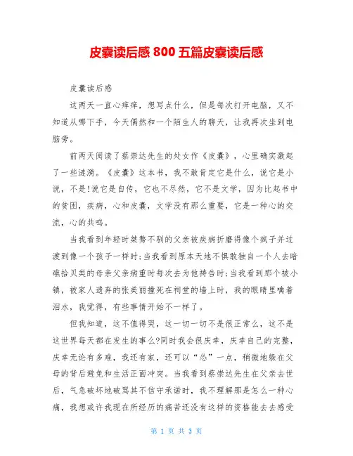 皮囊读后感800五篇皮囊读后感