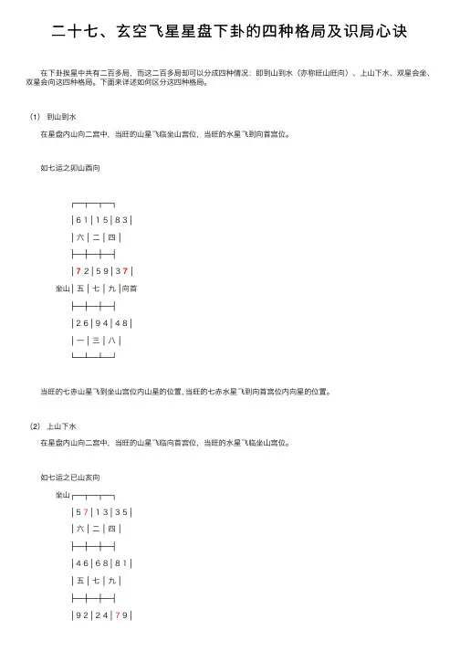 二十七、玄空飞星星盘下卦的四种格局及识局心诀
