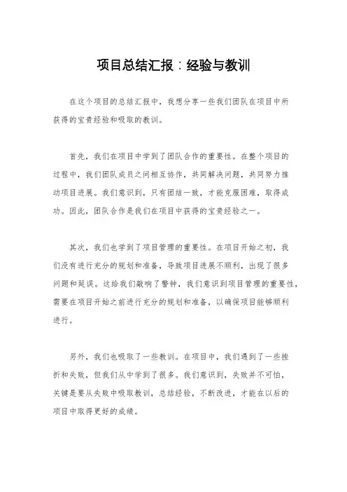 项目总结汇报：经验与教训