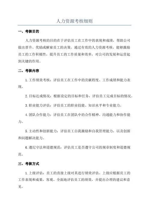 人力资源考核细则