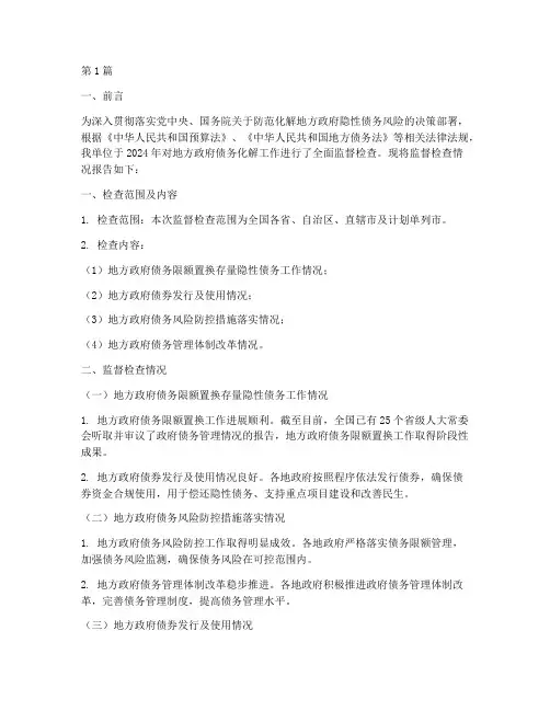债务化解监督检查报告(3篇)