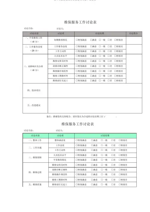 弱电工程维保项目及保养记录范文考核表