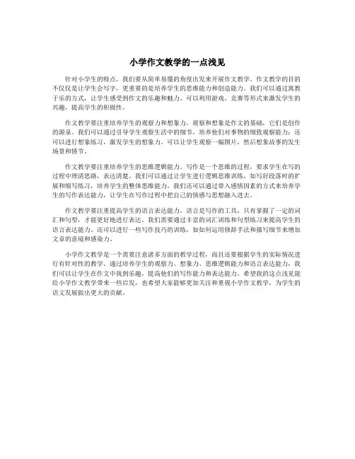小学作文教学的一点浅见