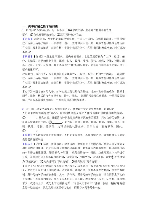高考语文复习扩展语段专项综合练及详细答案