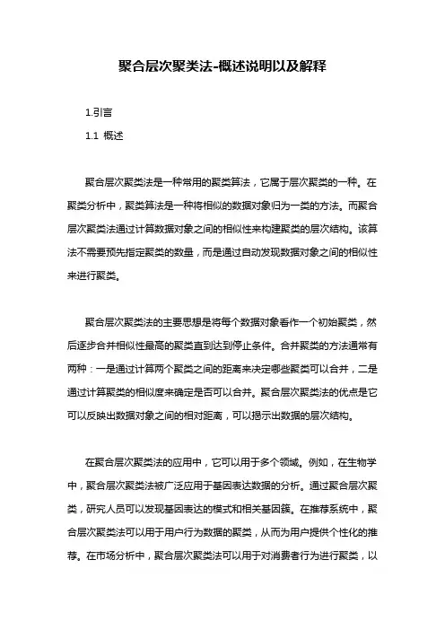 聚合层次聚类法-概述说明以及解释