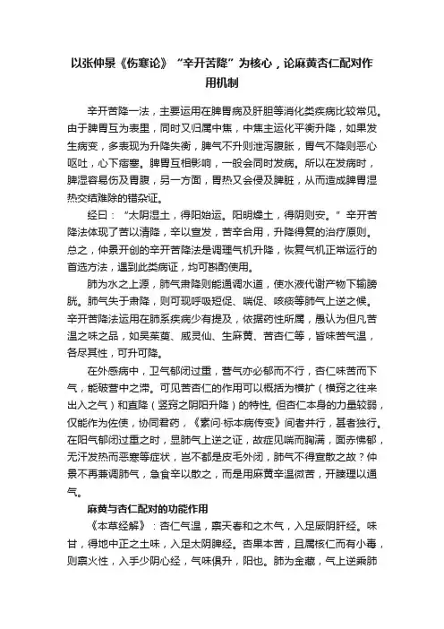 以张仲景《伤寒论》“辛开苦降”为核心，论麻黄杏仁配对作用机制