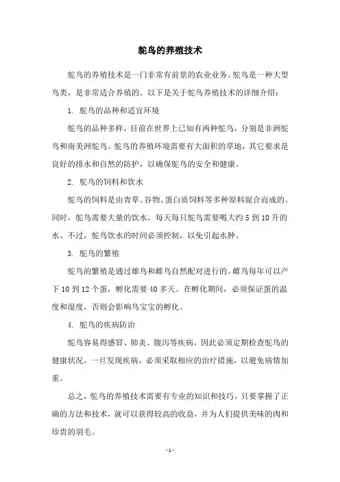 鸵鸟的养殖技术
