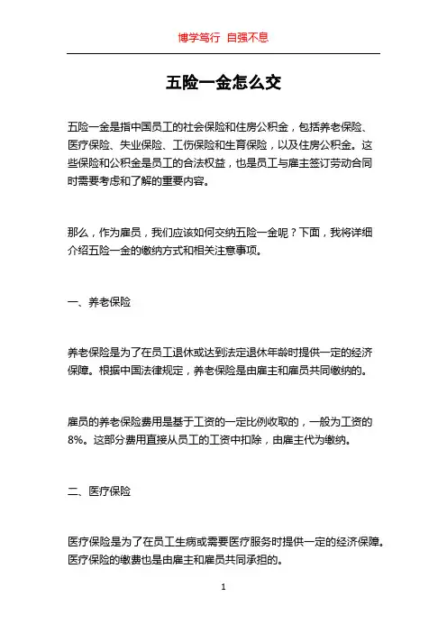 五险一金怎么交