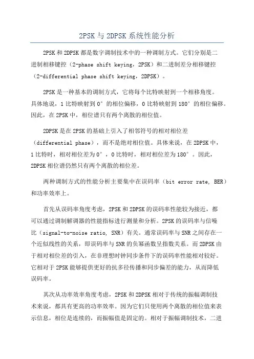 2PSK与2DPSK系统性能分析