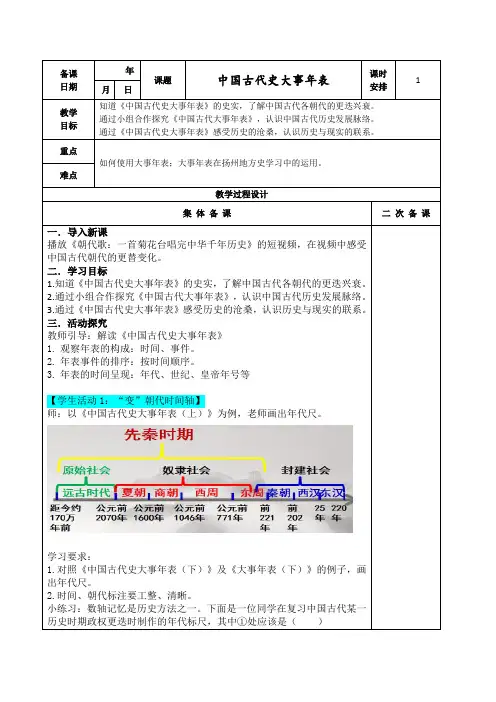 新人教部编版七年级历史上册《录 中国古代史大事年表(上)》培优课教案_9