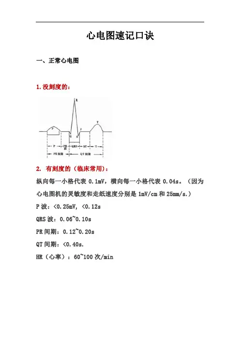 心电图速记口诀