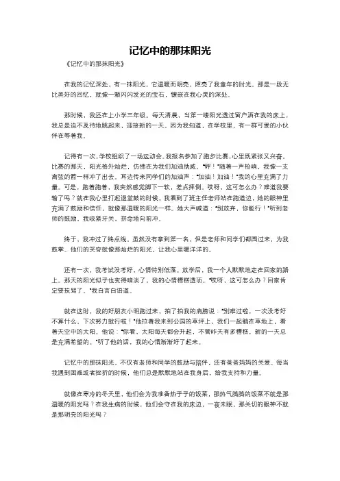 记忆中的那抹阳光