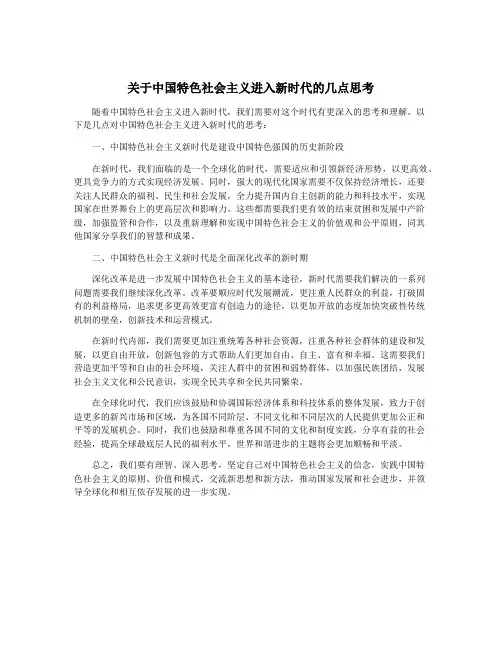 关于中国特色社会主义进入新时代的几点思考