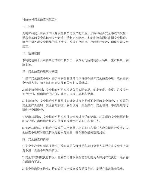 科技公司安全抽查制度范本