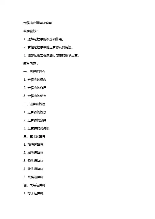 宏程序之运算符教案