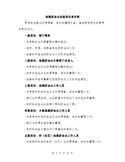 地测防治水各级岗位责任制（4篇）