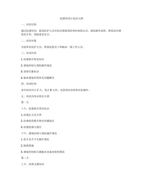 院感培训计划及大纲
