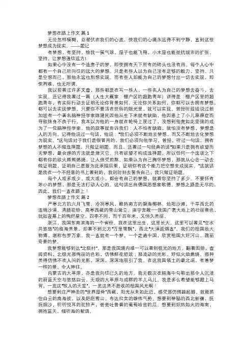 梦想在路上作文