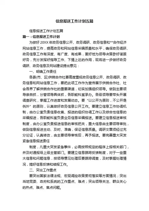 信息报送工作计划五篇