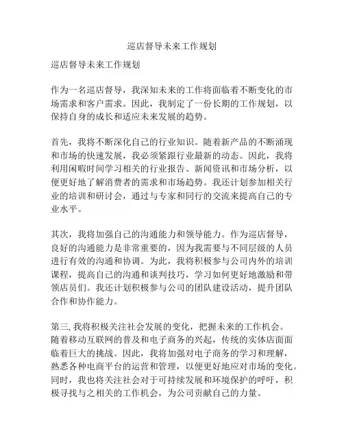 巡店督导未来工作规划