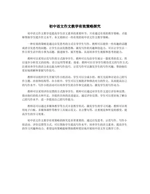 初中语文作文教学有效策略探究