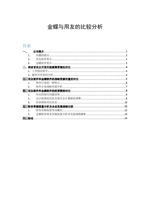 金蝶与用友的比较分析