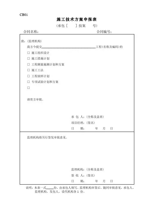 最全水利工程施工单位常用表格CB格式