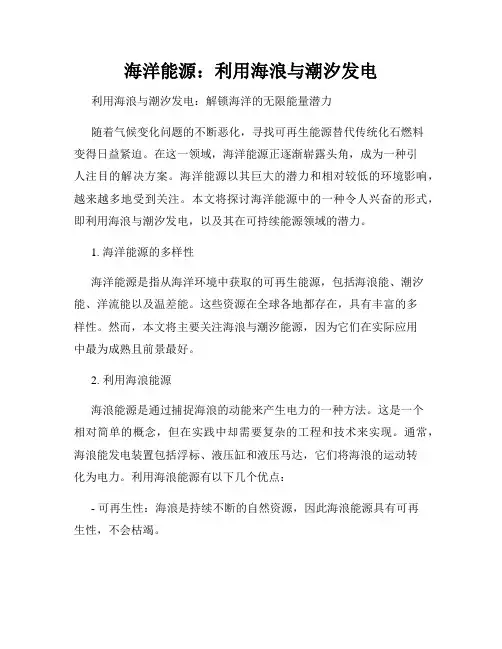 海洋能源：利用海浪与潮汐发电