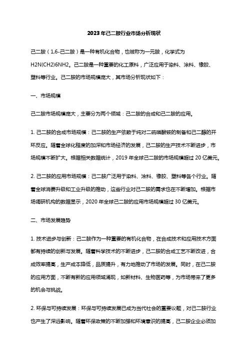 2023年己二胺行业市场分析现状