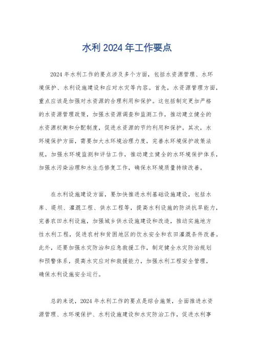 水利2024年工作要点