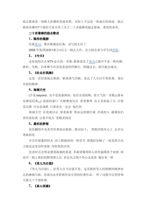 20首励志歌曲