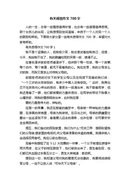 有关感悟作文700字