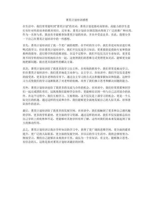 菁英计划培训感想