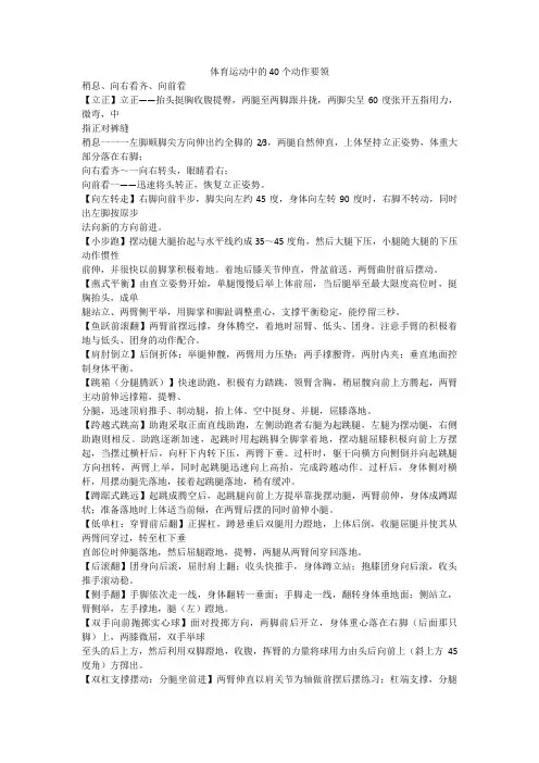 体育运动中的40个动作要领
