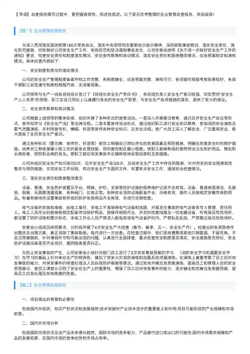 企业管理自查报告