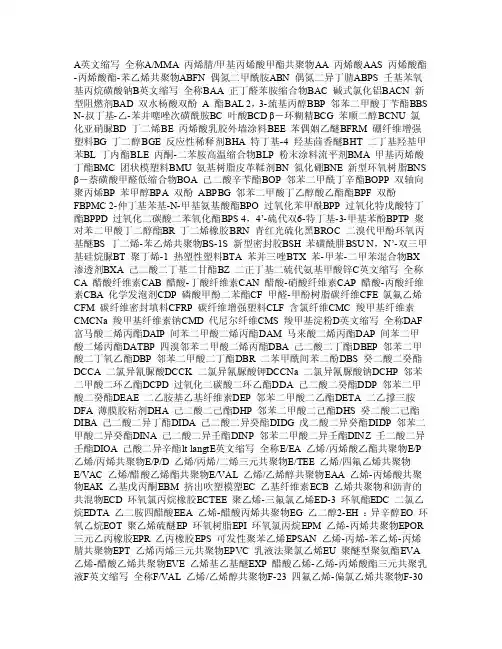 常见化工缩写