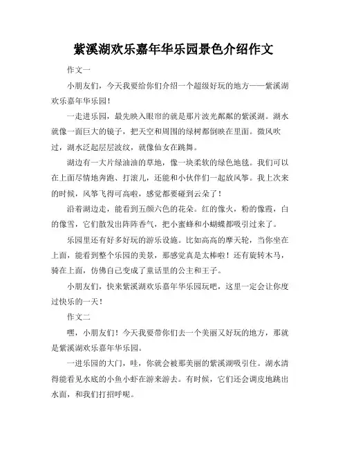 紫溪湖欢乐嘉年华乐园景色介绍作文