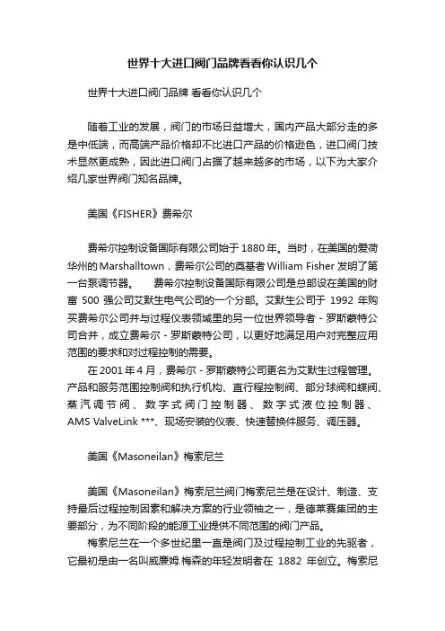 世界十大进口阀门品牌看看你认识几个