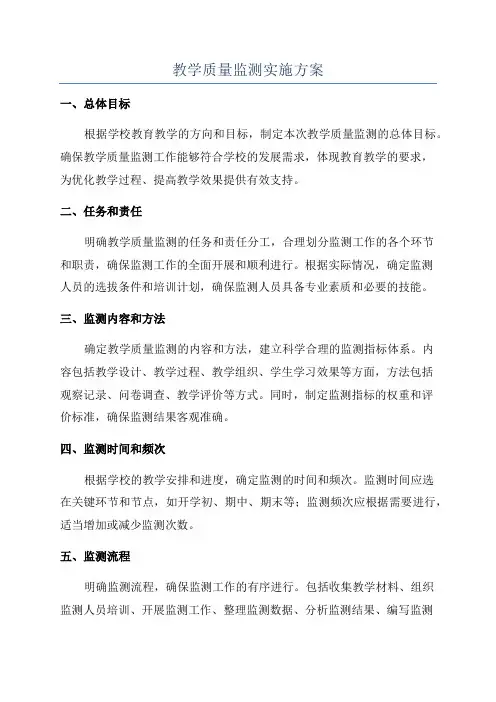 教学质量监测实施方案
