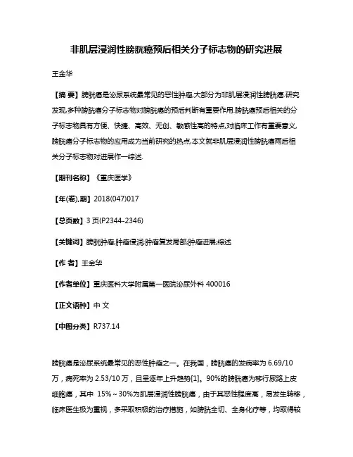 非肌层浸润性膀胱癌预后相关分子标志物的研究进展