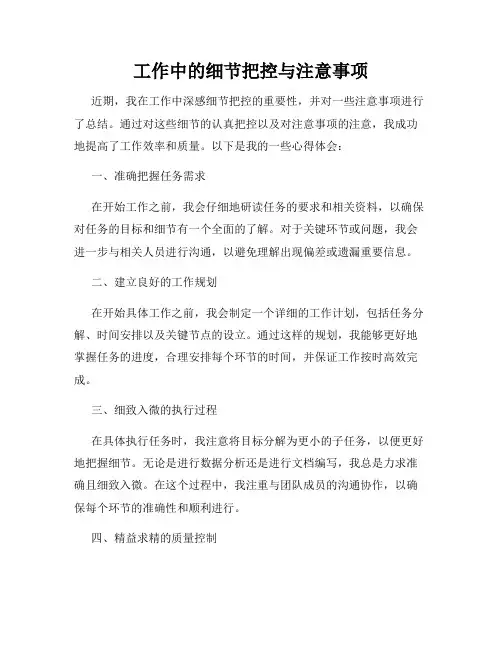 工作中的细节把控与注意事项