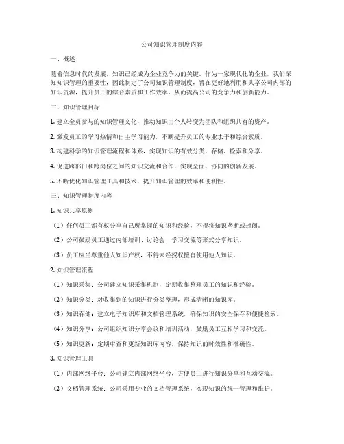 公司知识管理制度内容