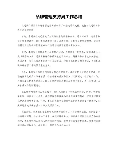 品牌管理支持周工作总结
