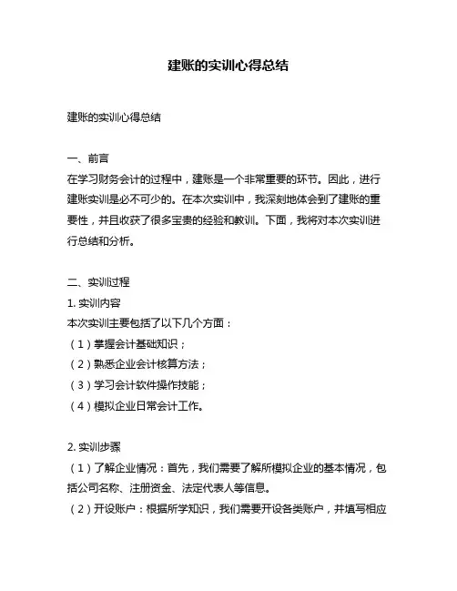 建账的实训心得总结
