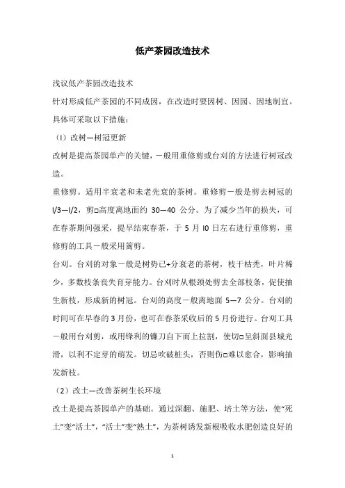 低产茶园改造技术