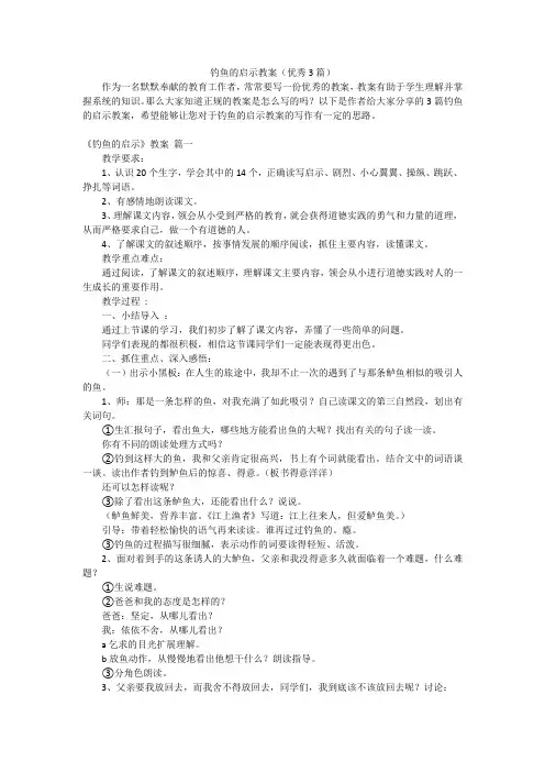 钓鱼的启示教案(优秀3篇)