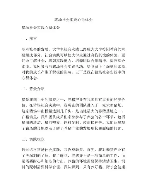 猪场社会实践心得体会