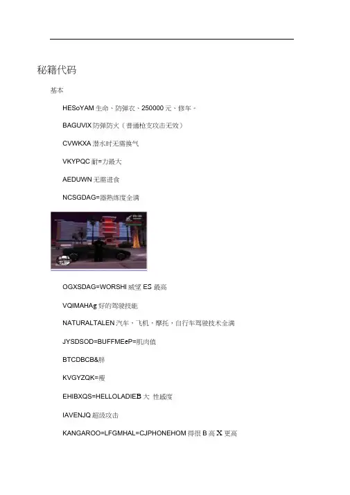 侠盗猎车圣安地列斯秘籍大全(配图).docx