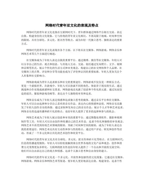 网络时代青年亚文化的表现及特点